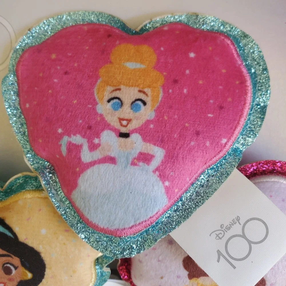 Disney 100 Princess Heart Catnip Cat Toy 3 Pack Jasmine Cinderella Belle Glitter